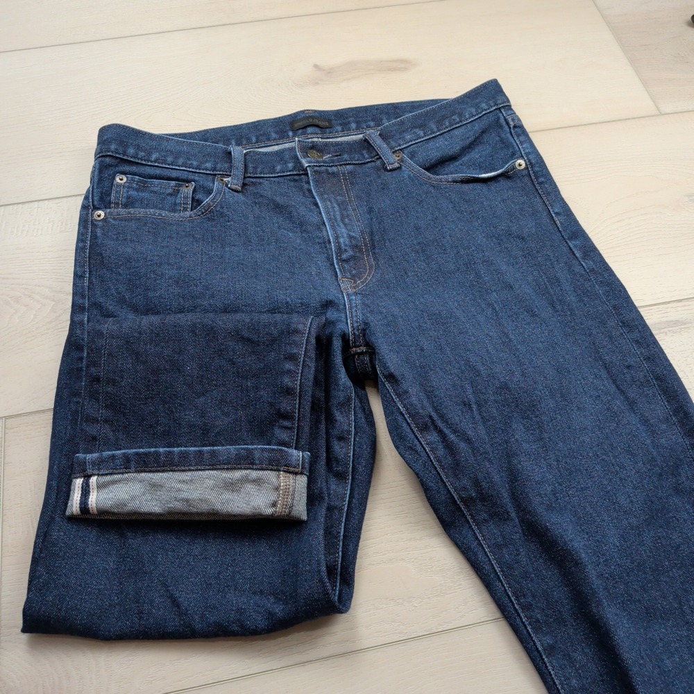 Uniqlo Jeans Kaihara Selvedge Denim Mens 33x34 (Fits 33x28) Slim Straight Indigo